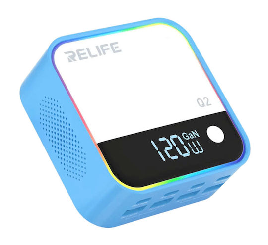 Relife Suport de Încărcare GaN cu 4 Porturi USB-A și 4 Porturi USB-C 120W Livrarea energiei în culoarea Albastru (Q2)