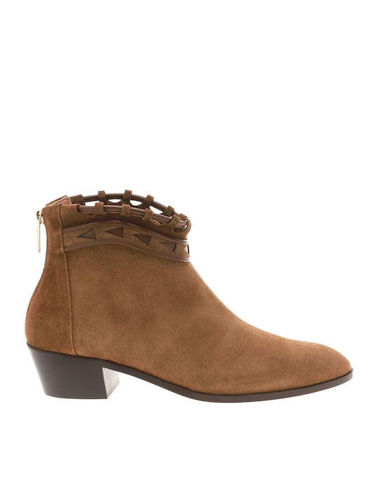 Kalogirou Suede Women's Ankle Boots Beige