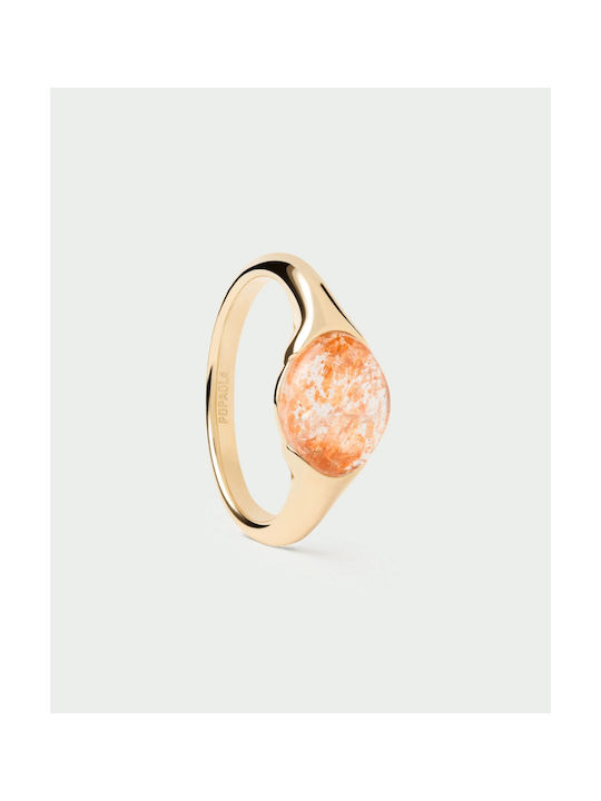 P D Paola Ring with Stones made of Silver Gold Plated