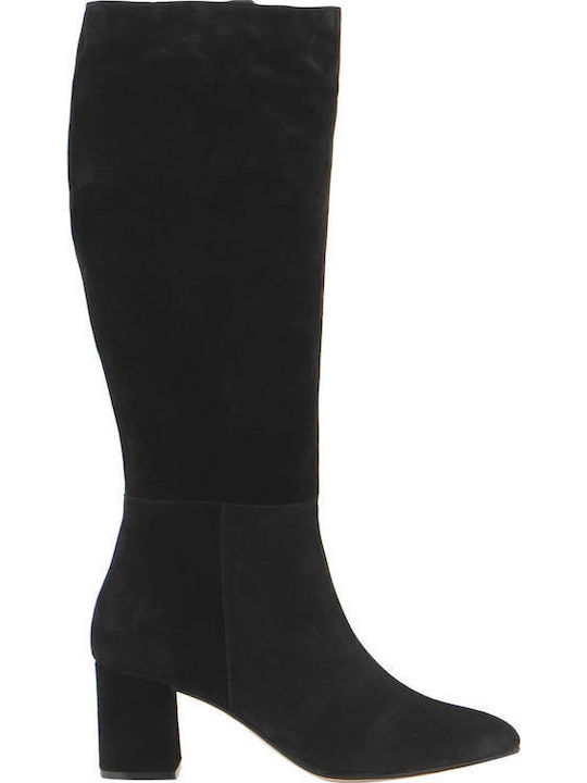 Suede Medium Heel Women's Boots Black