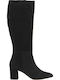 Suede Medium Heel Women's Boots Black