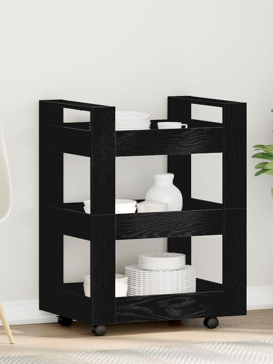 vidaXL Ραφιέρα Κουζίνας Ξύλινη 3 Θέσεων Μαύρη 60x45x80cm