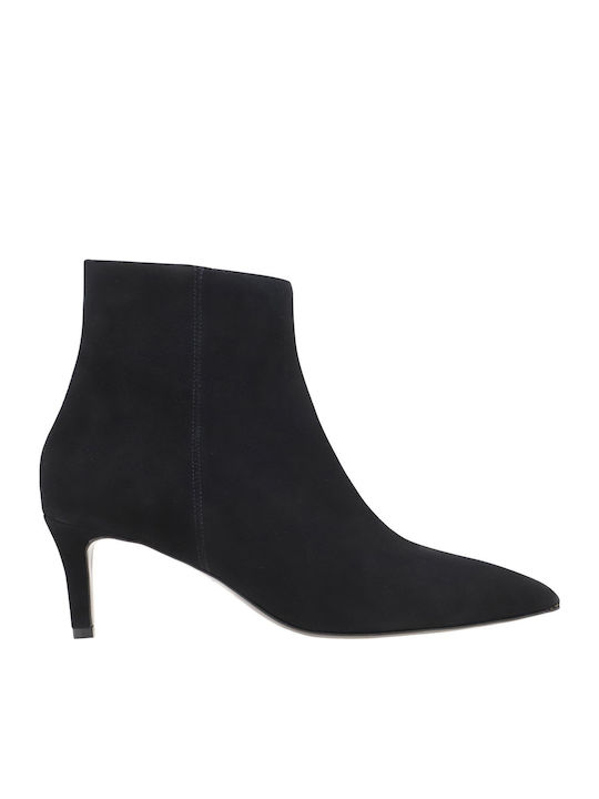 Suede Women's Ankle Boots with Medium Heel Black