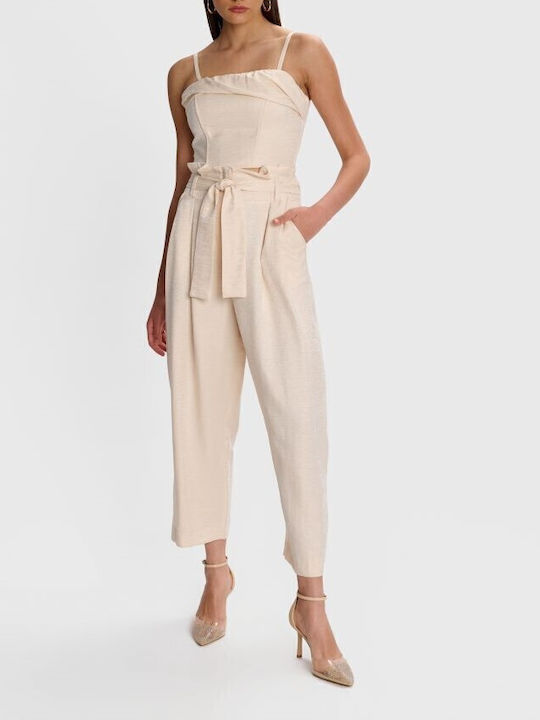 Women's Beige Set with High-waisted Pants