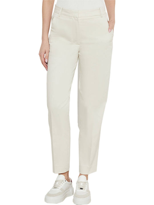 Dama Tesatura Pantaloni cu Croială Slim Chalk