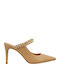 Leder Mules mit Hoch Absatz in Tabac Braun Farbe