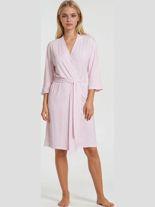 Pink Label Καλοκαιρινή Γυναικεία Ρόμπα Soft Pink