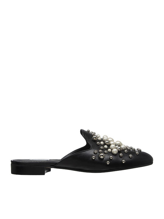 Flat Δερμάτινα Mules σε Μαύρο Χρώμα