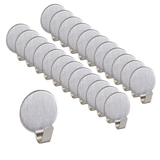 Stainless Steel Adhesive Hooks 24 Pieces Silver Holder for Robes Towels Keys Stainless Steel Adhesive Hooks 24 Pieces Silver Holder for Robes Towels Keys