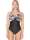 One Piece Swimsuit Animal Print Black