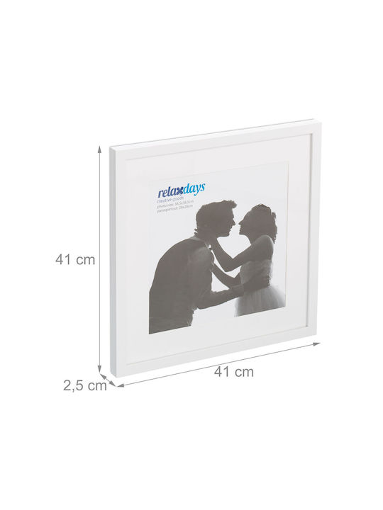 Set 2 Photo Frames Wall Table 41 X 41 X 2.5 Cm Plastic Glass White