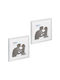 Set 2 rame foto perete masă 41 x 41 x 2,5 cm plastic sticlă argintiu