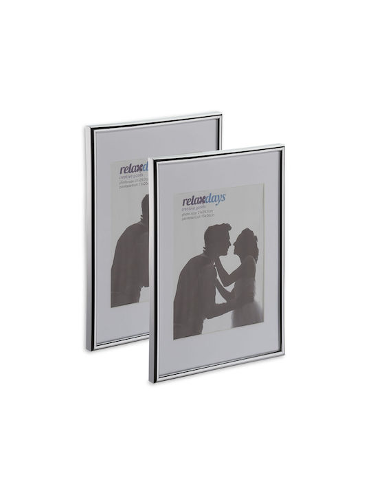 Set 2 A4 Photo Frames Silver Relaxdays