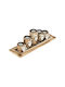 Set 5 suporturi pentru lumânări aspect lemn maro alb dimensiuni 13,5 x 39,5 x 13 cm Relaxdays