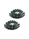 Set 2 suporturi pentru lumânări în formă de floare verde închis negru dimensiuni 6 x 13,5 cm Relaxdays