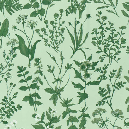 Самозалепващ се водоустойчив тапет с шарка на зелени цветя и листа 44x300см