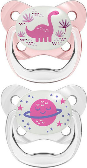 Dr. Brown's Prevent Orthodontic Pacifiers Silicone Night Dino / Planet for 6-18 months 2pcs