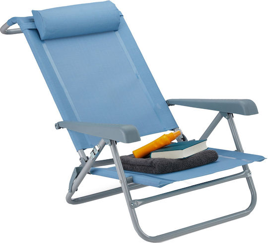 Foldable Lounge Chair Footrest Blue 38.5cm X 58cm X 112cm Relaxdays
