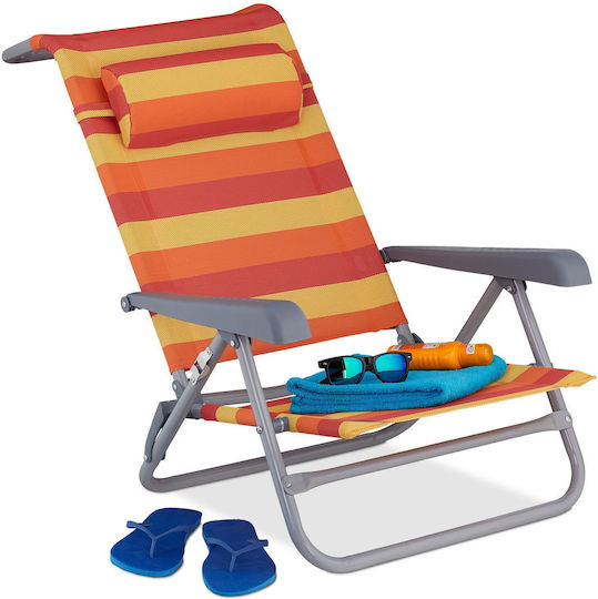 Șezlong pliabil cu suport pentru picioare, deschizător de sticle, 8 niveluri ajustabile, 79x59x18 cm, capacitate 120 kg, multicolor, Relaxdays
