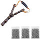 Set Praștie din Lemn 300 Bile Metalice 10 mm Airsoft Praștie 19 cm Maro