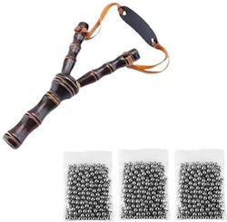 Set Prastie din Lemn 300 Bile Metalice 8 Mm Airsoft Prastie 19 Cm Maro