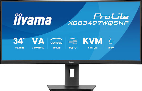 Iiyama Prolite XCB3497WQSNP-B1 Ultrawide VA Curved Monitor 34" QHD 3440x1440