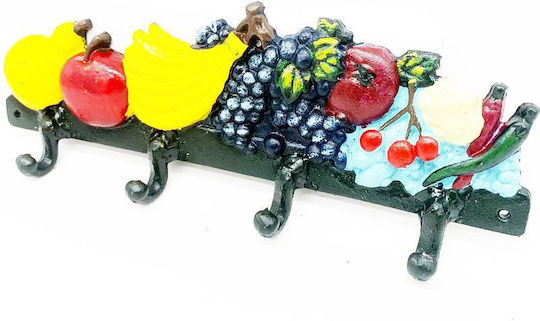 Wall Hanger Metal 4 Hooks Multicolour