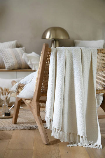 Douceur d'Intérieur Sofa Blanket with Fringes 125x150cm White