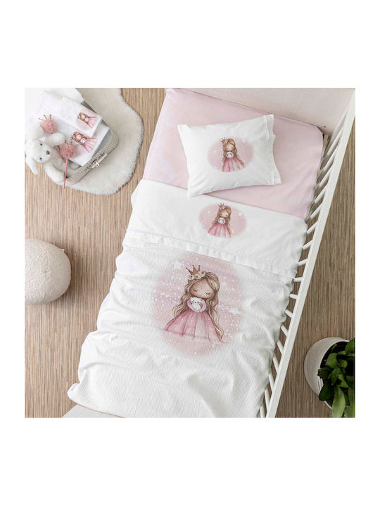 Borea Κουβέρτα Κούνιας Little Queen Πικέ Λευκή 110x140εκ.