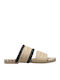 Leather Women's Flat Sandals in Ecru Color