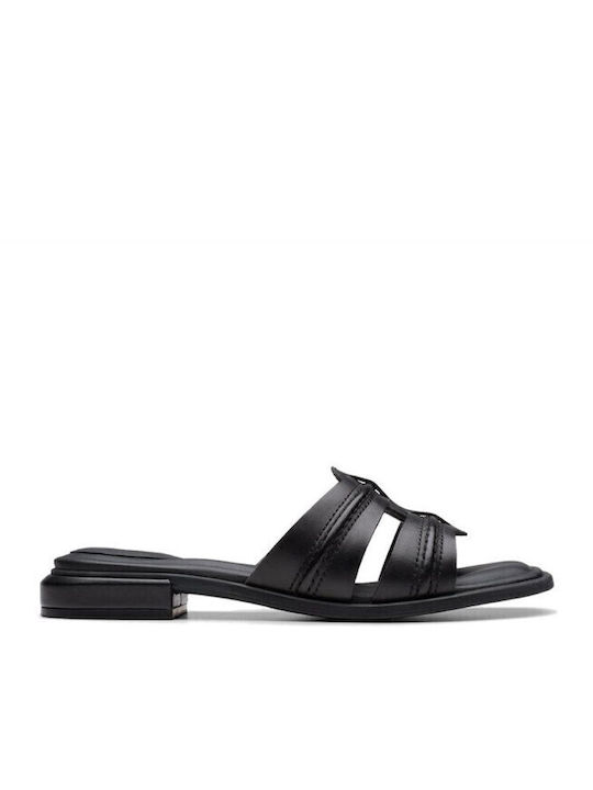 Clarks Mule Δερμάτινα Γυναικεία Σανδάλια Μαύρα