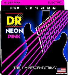 Dr Strings Neon Pink Npe-9 Electric Guitar Strings 009 042 Light