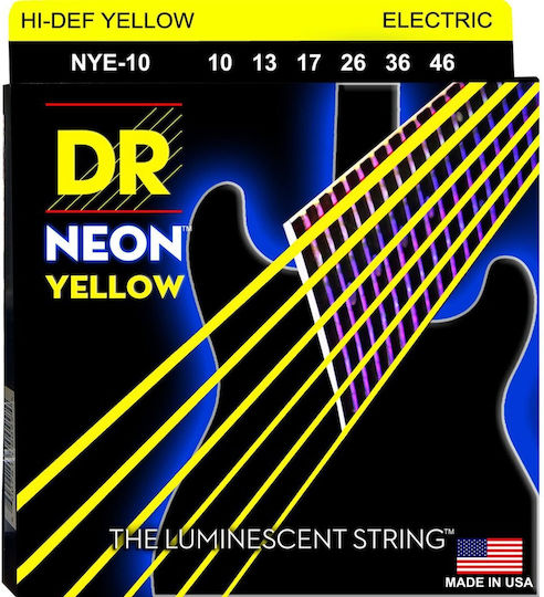 Dr Strings Neon Yellow Nye-10 Electric Guitar Strings 010 046 Medium