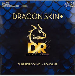 Dr Strings Dragon Skin+ Dbq5-45 Coated Quantum Nickel Strings for 5-String Electric Bass 045-.125 Medium Long Scale