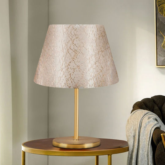 Megapap Rosenthal Stoff Tischlampe für Fassung E27 mit Beige Schirm und Gold Basis Megapap Rosenthal Stoff Tischlampe für Fassung E27 mit Beige Schirm und Gold Basis