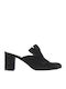 Leather Mules with Heel in Black Color