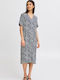 Sommer Midi Abendkleid Marineblau Blazer