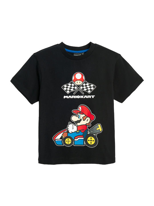 Kids Short-Sleeved Black Blouse Super Mario