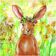 Decoupage-Serviette 1 Stk. Hase Blumen