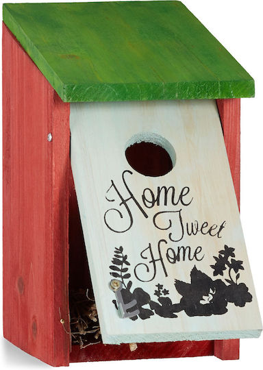 Căsuță decorativă pentru păsări din lemn 21.5 X 12 X 15.2 cm roșu verde