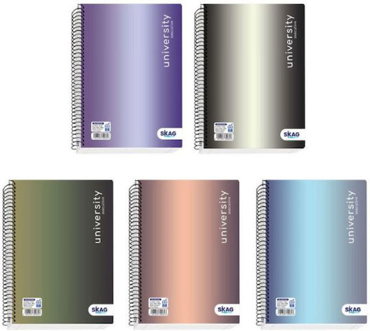 Skag Spiral Heft Hausaufgaben B5 90 Blätter 3 Themen University 1Stück (Μiverse Farben)