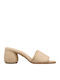Mules with Chunky Heel in Beige Color
