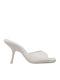 Leather Mules with High Heel in White Color