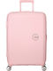 American Tourister Soundbox Среден Куфар За Пътуване Твърд Пастелнорозов С 4 Колела Височина 67см
