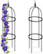 Set 2 Gartenblumenstützen Obelisk Maße 85 x 25 cm Schwarz Relaxdays