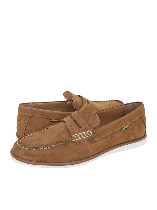 GK Uomo Men's Leather Loafers Tabac Brown