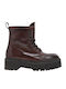Leder Stiefeletten Damen Burgundisch