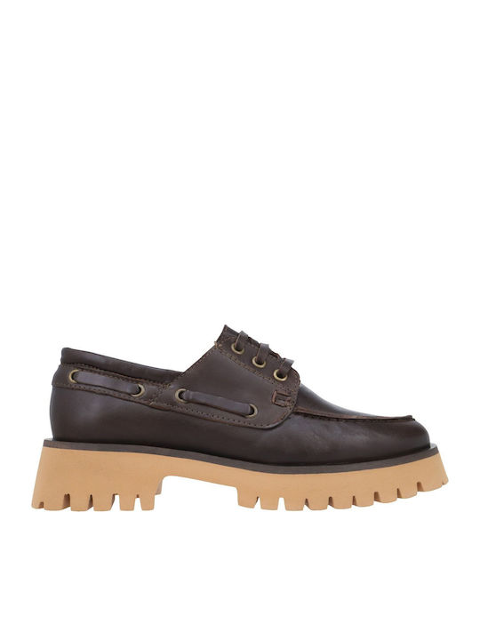 Δερμάτινα Γυναικεία Loafers σε Καφέ Χρώμα