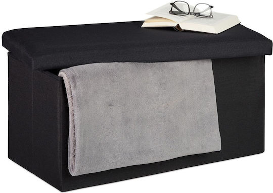 Relaxdays Lemn Cutie de Depozitare cu Capac Negru 38x76.5x38.5cm 1buc