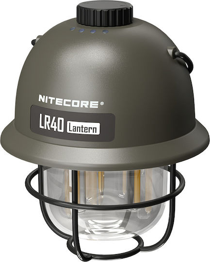 NiteCore LR40 Фенер LED Акумулаторен за Къмпинг с Фенерче и Powerbank 100 Лумена Зелен
